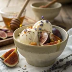 Goat milk ice cream with figs, honey, and lavender