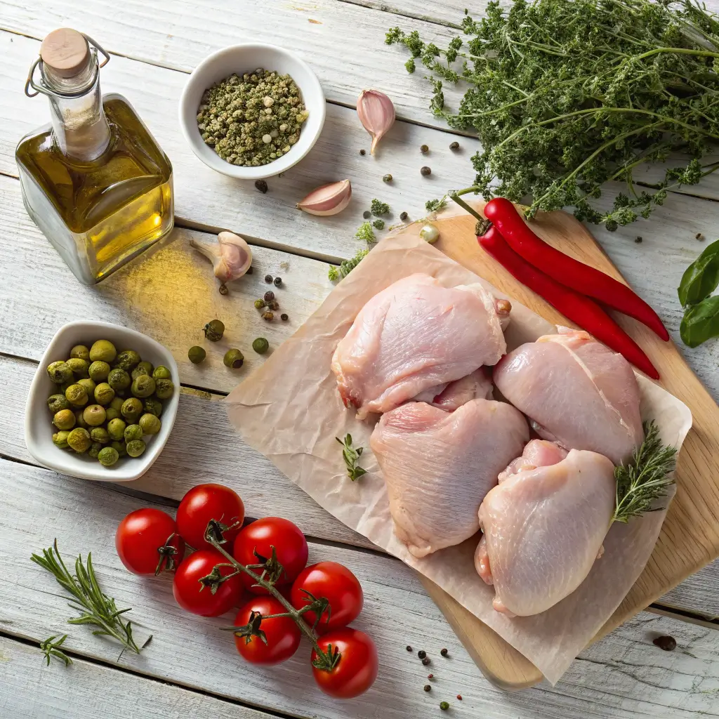 Mediterranean ingredients for chicken thighs